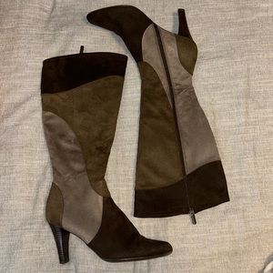 brown suede knee high boots